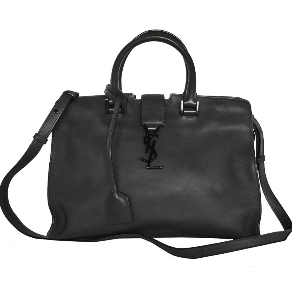 Saint Laurent Baby Cabas 2way Shoulder Bag leather gray